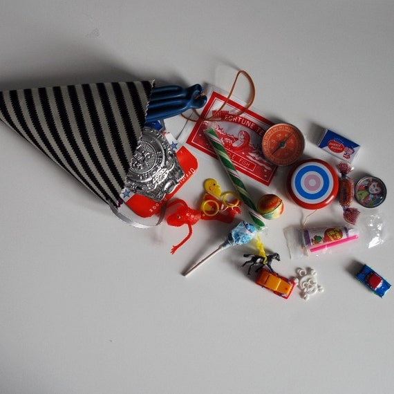 SALE--Kiddie Cone--filled with vintage dimestore toys for boys
