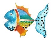 733 FISH  11x14 Limited Edition Art Print GREAT for beach, bath, and Kids