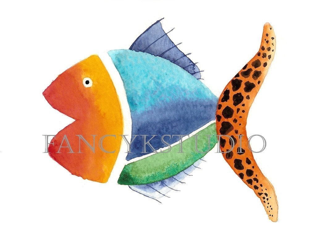 505 FISH  5x7 Limited Edition Art Print GREAT FOR BEACH HOUSE OR KIDS ROOM OR BATH