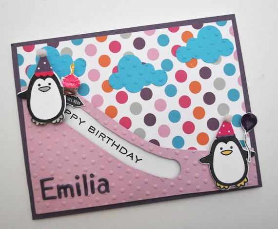 Penguin Slider Card for Girls