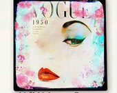 Large Canvas, Fashion Art, Retro Art, Vintage Fashion, Fashion Illustration, 1950s Art, Vogue, Turquoise, Pink