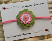 Spring Green and Pink Skinny Elastic Headband or Hair Clip