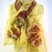 Vavoosh Flower Scarf Nuno Felt Merino Silk with ruffly blossoms - Green