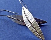 SILVER LEAF EARRINGS - Extra Long Sterling Silver Hammered Handmade Dangly Leaf Earrings, Nature Jewelry