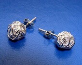 SILVER Wireball Tumbleweed Post Earrings - Petite Studs Handmade from Sterling and Fine Silver Wire