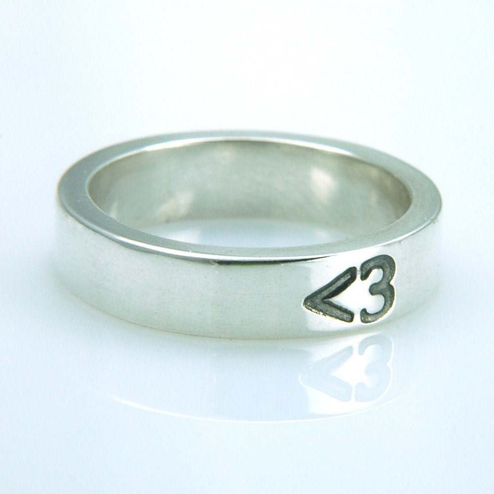 Less Than Three Ring, Handmade Sterling Silver Unisex