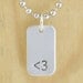 Less Than Three ( Heart ) Emoticon Unisex Dogtag Sterling Silver Charm Pendant, Geek Chic Jewelry