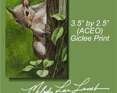 Spring Squirrel Art by Melody Lea Lamb ACEO Print