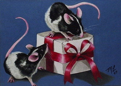 Black and White Mouse Art by Melody Lea Lamb ACEO Print