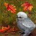 Baby Chick Fall Leaves Painting 5 x 5 Inch Original Art By Melody Lea Lamb A4C