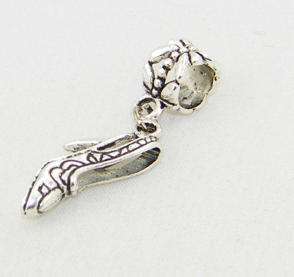 CLEARANCE - Tibetan silver  high heel shoe dangle charm bead