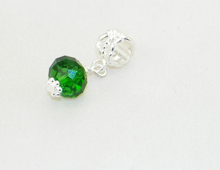 May birthstone glass dangle charm bead
