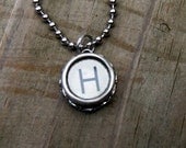Vintage Typewriter Key Necklace Letter H