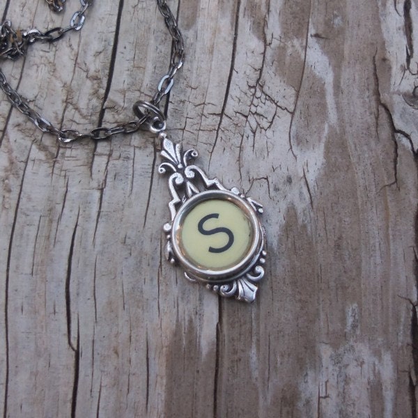 Letter S Vintage Typewriter Key Drop Necklace