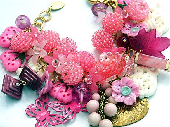 CHERRY BLOSSOM cluster charm bracelet, ' Slow Boat To China' by Katherine Cooper, London Emo Girl Braceet, Mori Girl Bracelet