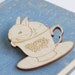 Wood bunny brooch