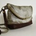 Foldover Day Traveler Bag in silvery bronze and russet leather, ready to ship