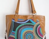 Tan Leather Circles Tote