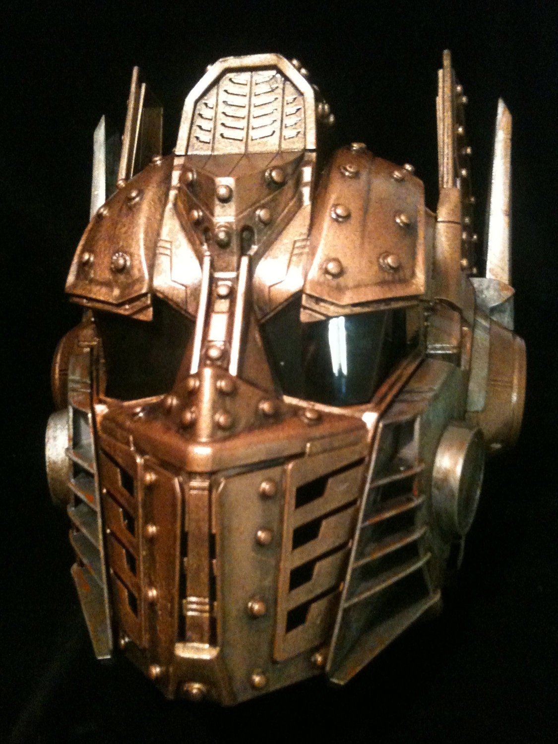 Steampunk Optimus Prime Helmet Transformers  Life Size Cosplay  Battle damaged Copper