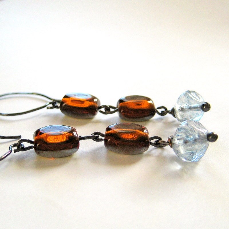 Lady Sings the Blues Glass Bead Dangle Earrings
