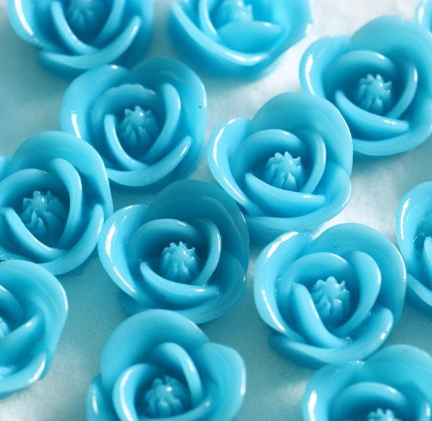Sale 12pcs Blue Flower Cabochons 17mm RB1058Y-9