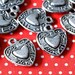 Sale 24pcs Antique Silver Heart Pendants 15mm