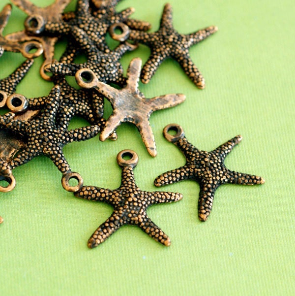 Lead Free 24pcs Antique Copper Finish Alloy Starfish Sea Star Charms