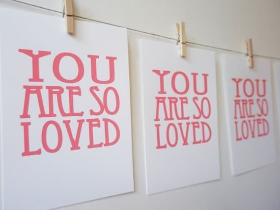 screen print you are so loved PINK