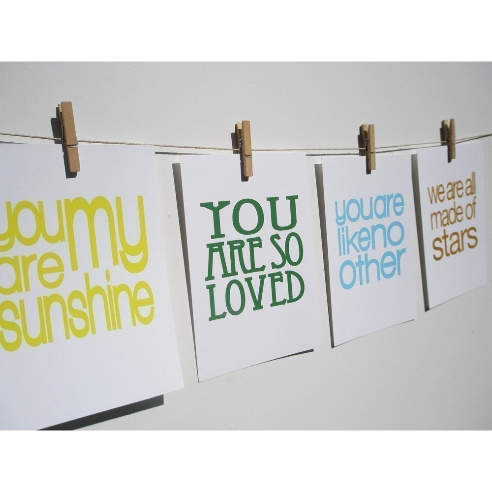 set of 4 unframed inspirational screen prints