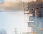 that time we crossed the bridge.  8x10 multiple exposure color photograph, surreal photography,  industrial photography, fine art print
