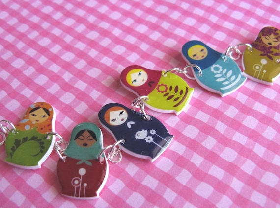 Mod Russian Nesting Doll Matryoshka Bracelet