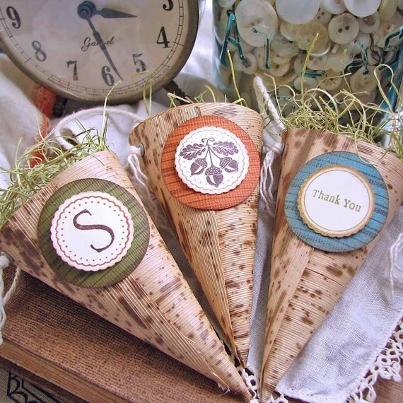 Rustic Autumn Wedding Bamboo Favor Cone Eco-Friendly