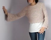 Cropped Turtleneck Hand Knitted Sweater with long Sleeves