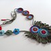 Crocheted Necklace Blue Red Green Purple - Fiber Art Textile Necklace - Handmade - ETHNIC (04)