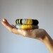 Knitted Bracelet Grey Gray Black Yellow - Fiber Art Textile Bangles - Handmade - ETHNIC (12)