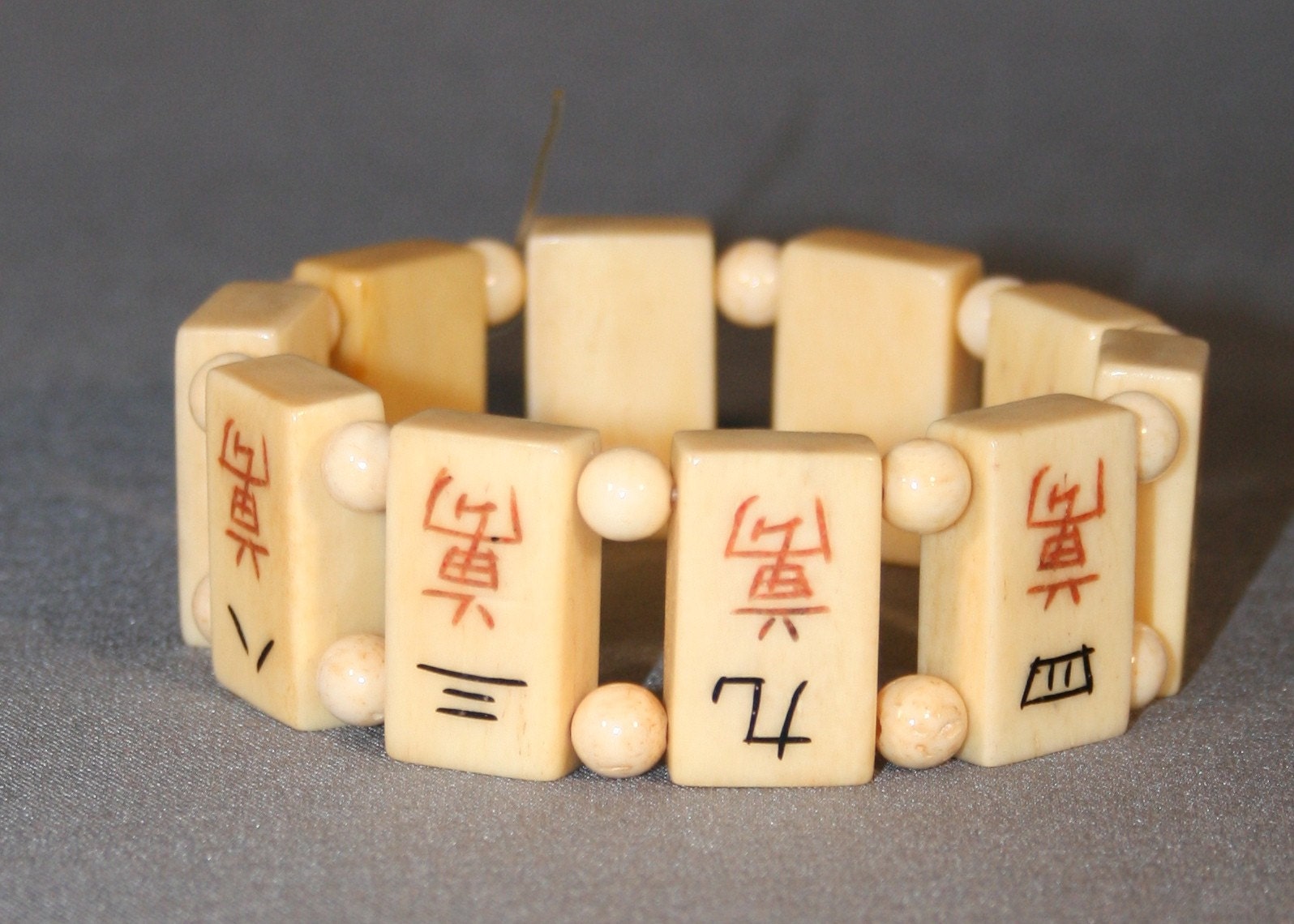 Celluloid Mah Jong Tile Stretch Bracelet