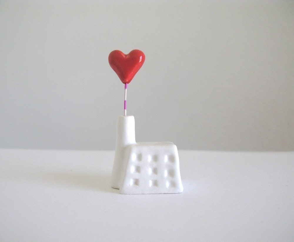 Heart Factory - little ceramic house sculpture - PearsonMaron