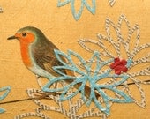 One of a Kind Mixed Media Collage with Robin