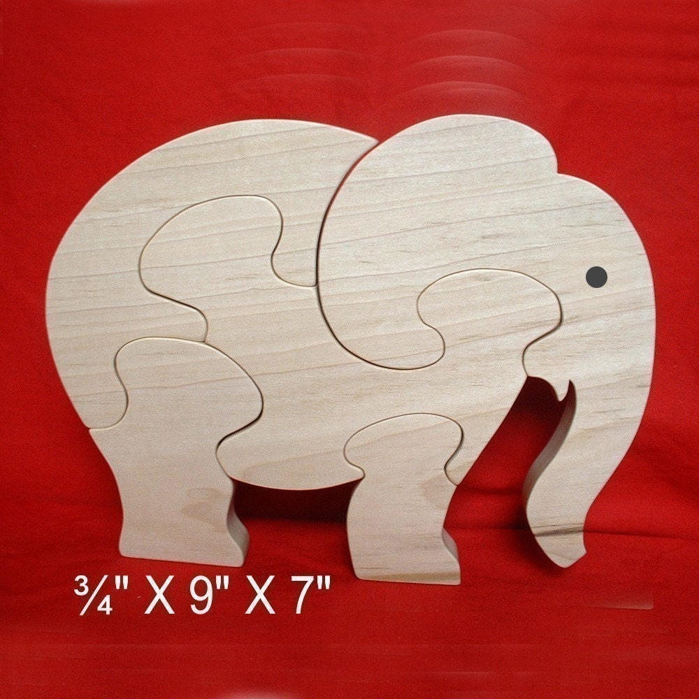 Elephant - Childrens Wood Puzzle Game - New Toy - Hand-Made - Child-Safe