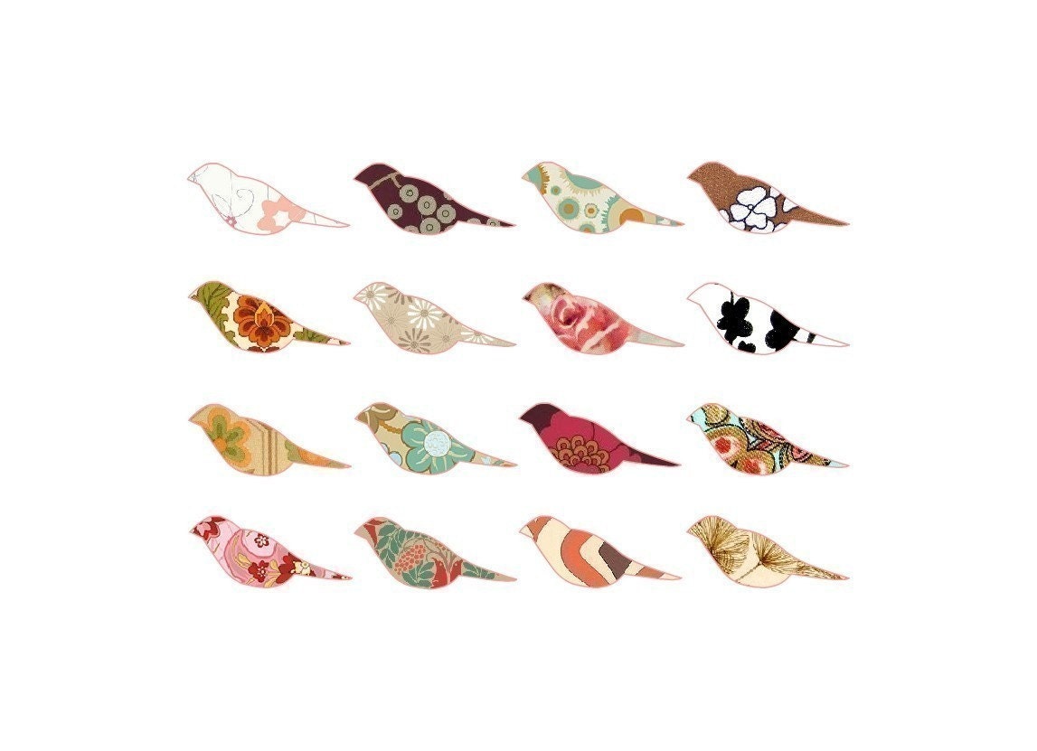 Patterned birds - 5x7 print -