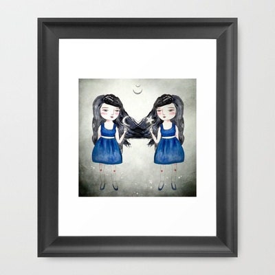 Night Sisters -  Leaf Girl - 5x5 print