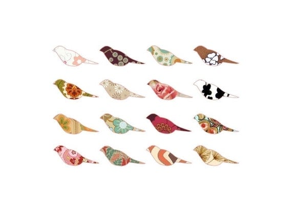 Patterned birds - A4 print