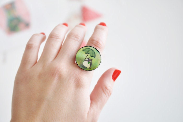 LAST ONE - Totoro  round cameo ring