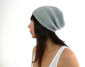 Phrygian Style Knit Slouch Hat in Merino Cashmere. Soft Pearl Gray. Spring Trend for Her. Handmade in France.