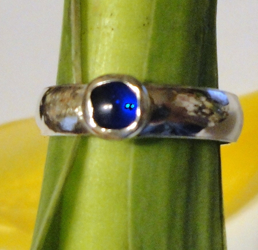 Sapphire Blue Ring - sterling silver from recycled eco-friendly sources Lab grown stone - Custom Made in your Size