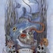 Love Sinks Slowly in a Deep Sea. Tattoo inspired watercolor ink original illustration