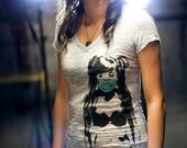 Protection Women's V-Neck T-shirt Grey Burnout