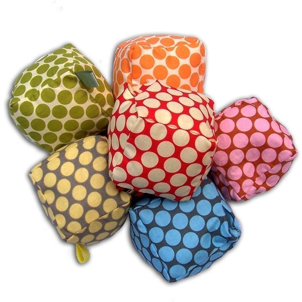 POLKA DOTS Cloth Play Blocks set of 6 (SMALL)