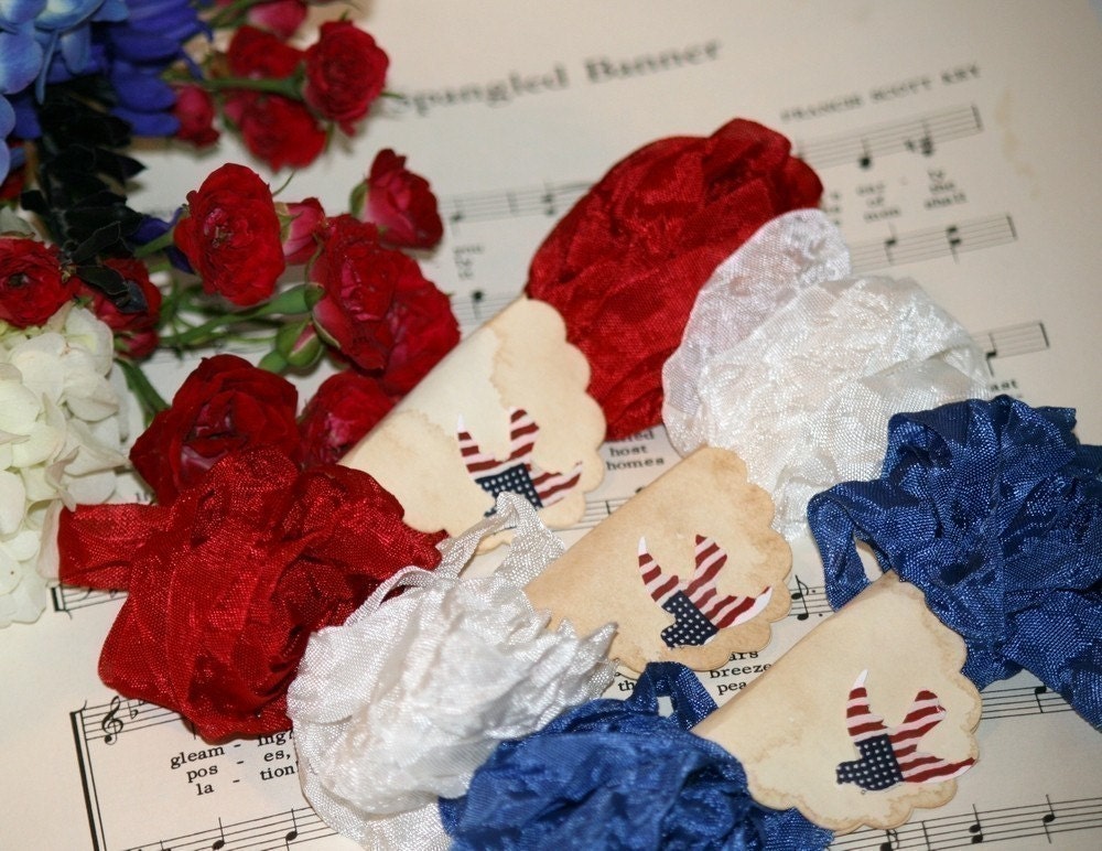 Seam Binding - 15 yds - The Patriot -  Red - White - Blue - Crinkled