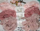 Seam Binding  - Ribbon  - 15 yds -  pinks  - rosy beige  - salmon  -  French Beauty - Crinkled